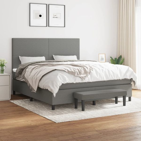 vidaXL Boxspring posteľ s matracom tmavosivá 180x200 cm látka
