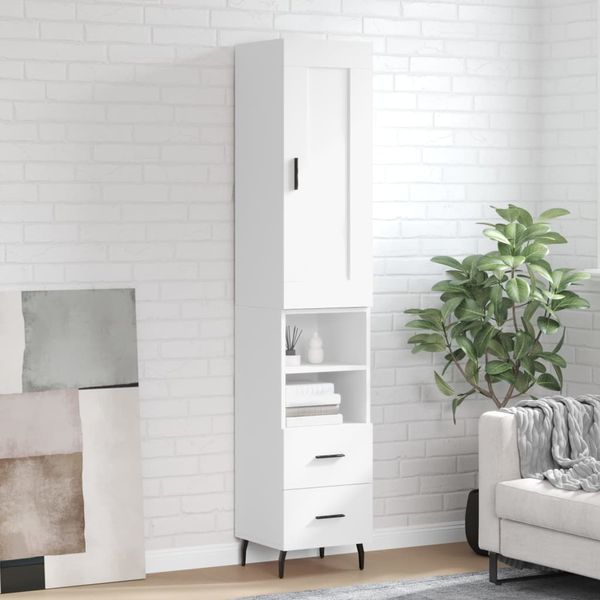 vidaXL Vysoká skrinka biela 34,5x34x180 cm spracované drevo