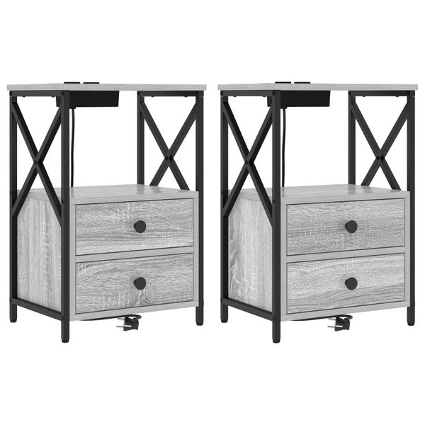 vidaXL Nočný stolík 2 pcs Sivý Sonoma 40 x 31 x 60 cm Kompozitné drevo