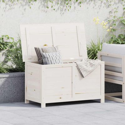 vidaXL Vonkajší box na vankúše biely 100x50x56 cm jedľový masív