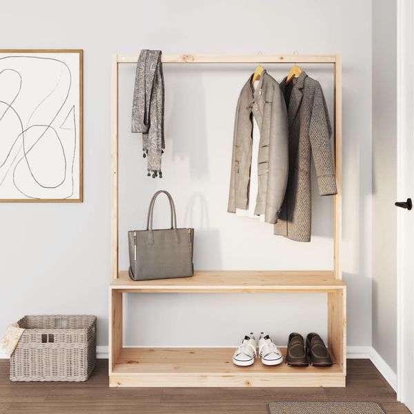 vidaXL Vešiak na šaty s botníkom 113x40x157,5 cm masívna borovica