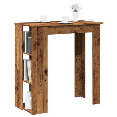 vidaXL barový stôl s policou Staré drevo 102x50x103,5 cm