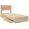 vidaXL Úložná posteľ Sonoma dub 75 x 190 cm Kompozitné drevo