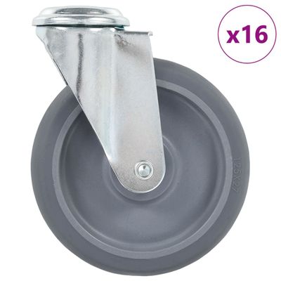 vidaXL Otočné kolieska s otvorom na skrutku 16 ks 125 mm