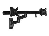 Startech Wall Mount Dual Monitor Arm, Articulating Ergonomic VESA Wall Mount for 2x 24" Displays, Synchronized Adjustable Crossbar, Tilt/Swivel/Rotate, Double Screen Mount Bracket - Multi Monitor Wall Mount (ARMDUALWALL) - Držiak - nastaviteľné rameno - pre 2 monitory - vysoko odolná oceľ - veľkosť obrazovky: 15"-24" - montáž na stenu
