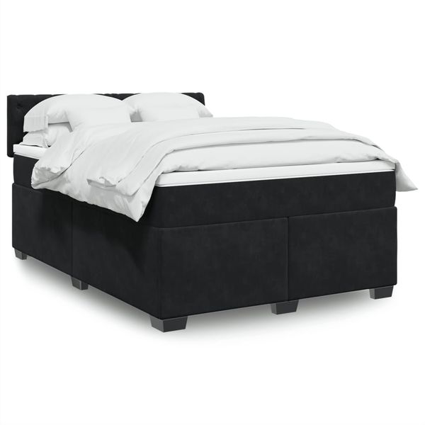 vidaXL Posteľný rám boxspring s matracom čierny 160x200 cm zamat