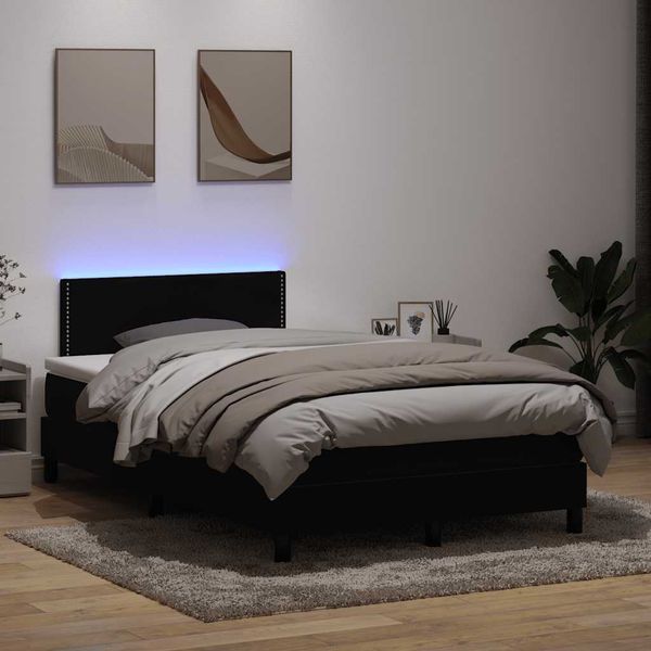 vidaXL Posteľný rám boxspring s matracom a LED čierny 120x210 cm zamat