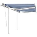 vidaXL Ručne zaťahovacia markíza s LED 3x2,5 m modro-biela