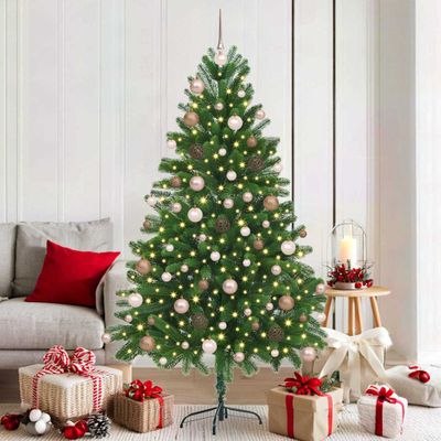 vidaXL Vianočný stromček s 300 LED-i so stojanom Zelená 180 cm PE
