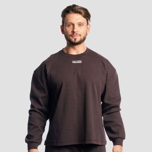 Mikina Aura Jumper Tee Brown - GymBeam, veľkosť XXL, 95 % cotton, 5 % elastane