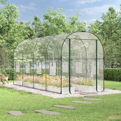vidaXL Skleník priehľadný 160x400x190 cm PVC a práškovaná oceľ