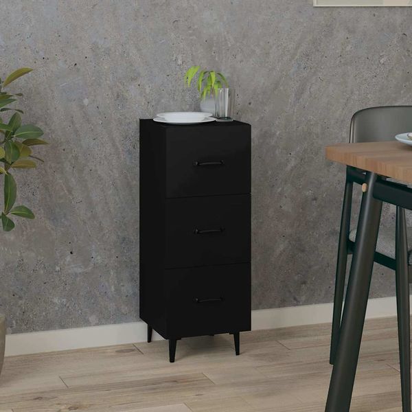 vidaXL Komoda čierna 34,5x34x90 cm spracované drevo