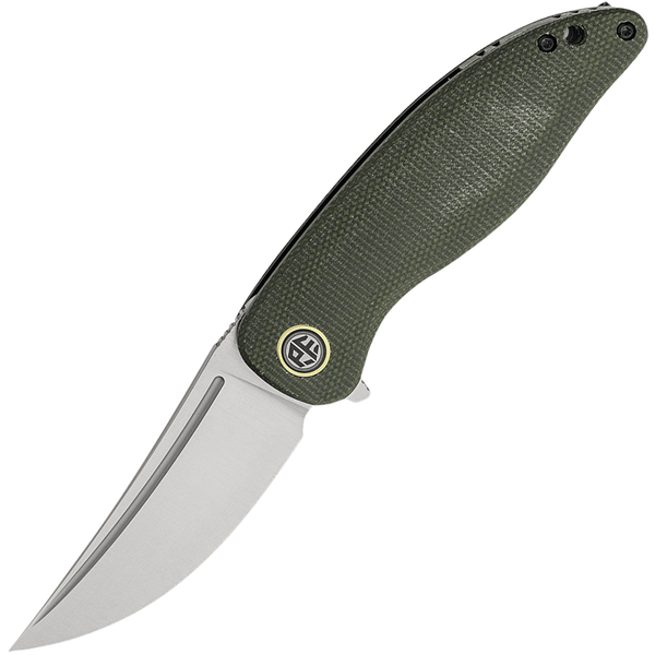 Petrified Fish PFP06GRMS Simum vreckový nôž 8,9 cm, Satin, zelená, Micarta