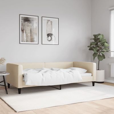 vidaXL Posteľný rám krémový 90x200 cm látka