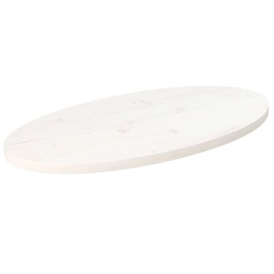 vidaXL Stolová doska, biela 80x40x2,5 cm, borovicový masív, oválna