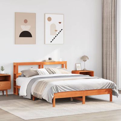 vidaXL Posteľ bez matraca voskovo hnedý 135x190 cm masívna borovica