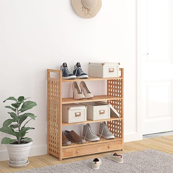 vidaXL Stojan na topánky so zásuvkou 70x27x81 cm masívny orech