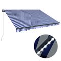 vidaXL Ručná zaťahovacia markíza s LED 400x300 cm modrá a biela