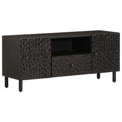 vidaXL TV skrinka, čierna 105x33x46 cm, mangový masív