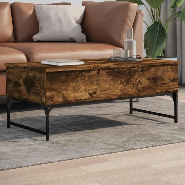 vidaXL Konferenčný stolík dymový dub 100x50x40 cm kompozitné drevo kov