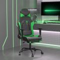 vidaXL Herná stolička s podnožkou čierna a zelená umelá koža