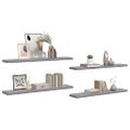 vidaXL Plávajúce nástenné police 4 ks, sivé 120x23,5x3,8 cm, MDF