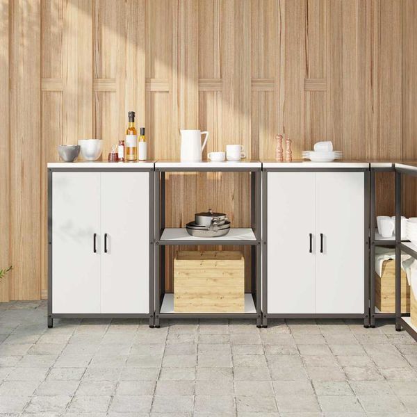 vidaXL Kuchynský úložný set HATTEM 3 pcs Biela Studený valcovaný oceľ