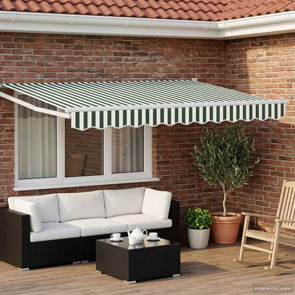 vidaXL Markíza Zelená a biela 2,5 x 2 m Polyester a kov