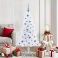 vidaXL Umelý vianočný stromček s 150 LED-i Biela 150 cm PVC a oceľ