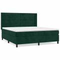 vidaXL Posteľný rám boxsping s matracom tmavozelený 160x200 cm zamat