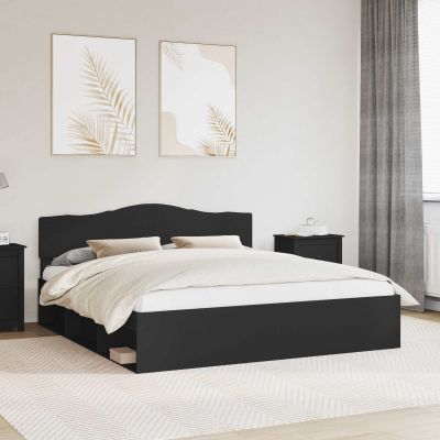 vidaXL Rám postele Čierna 200 x 200 cm Masívne borovicové drevo