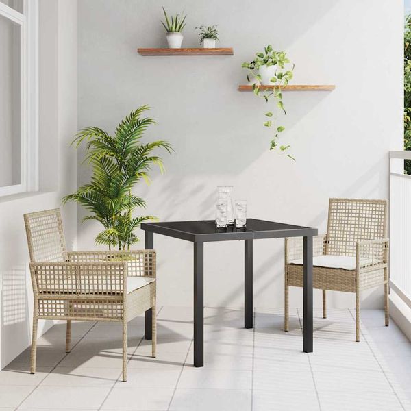 vidaXL Záhradný jedálenský set s vankúšom 3 pcs Béžová polyratan
