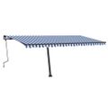 vidaXL Ručne zaťahovacia markíza s LED 500x350 cm modrá a biela