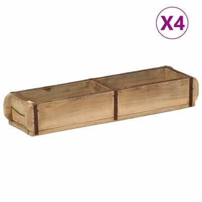 vidaXL Podnos 4 pcs Hnedá 57 x 15 x 9 cm Masívne obnovené drevo