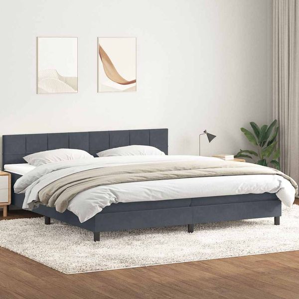 vidaXL Box Spring Posteľ s matracom Tmavosivá 200x220 cm Zamat