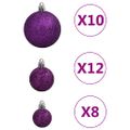 vidaXL 111-dielna sada vianočných ozdôb fialová polystyrén