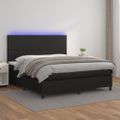 vidaXL Boxspring posteľ s matracom a LED čierna 180x200 cm umelá koža