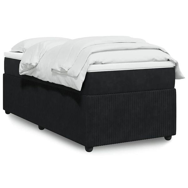 vidaXL Posteľný rám boxspring s matracom čierny 90x200 cm zamat