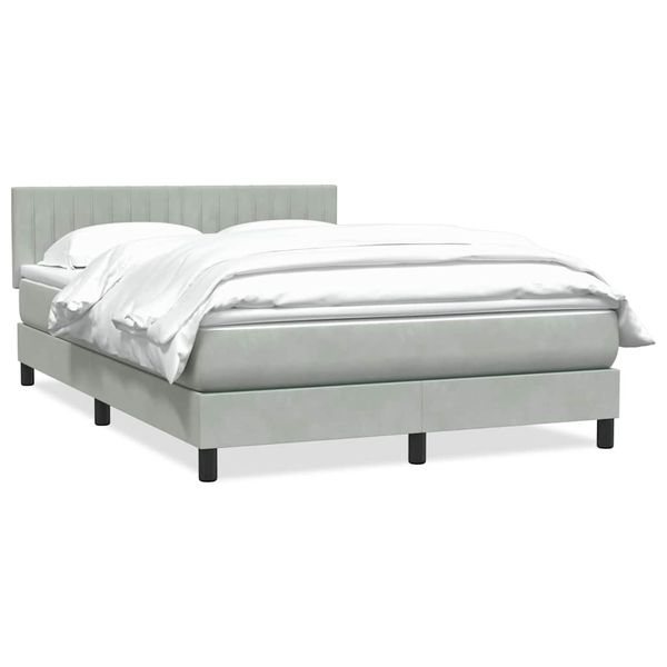vidaXL Posteľný rám boxsping s matracom bledosivý 160x210 cm zamat