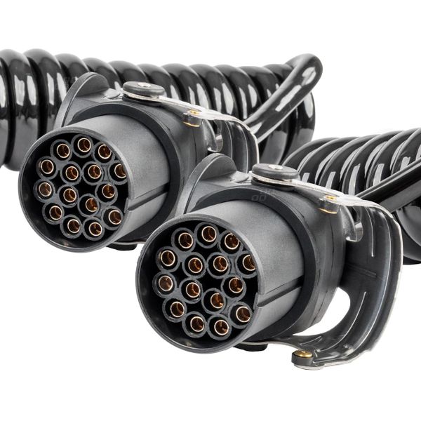 Spirálový kábel TIR 2x 15 PIN 5m 24V AMIO-04382