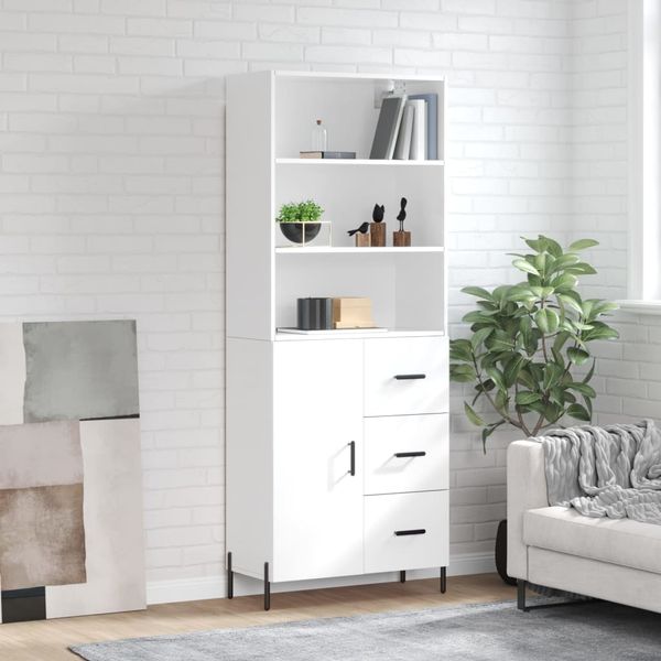 vidaXL Vysoká skrinka lesklá biela 69,5x34x180 cm spracované drevo