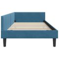 vidaXL Rohový rám postele s čelnou doskou Modrá 100 cm x 200 cm Zamat