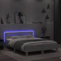 vidaXL Posteľný rám s čelom a LED biely 140x200 cm