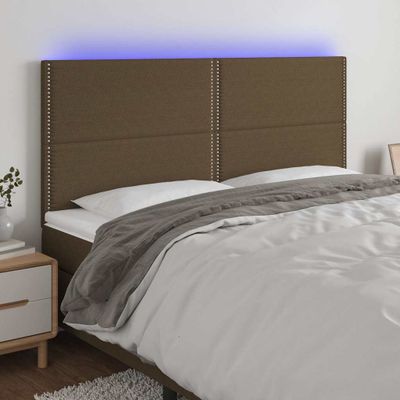 vidaXL Čelo postele s LED tmavohendé 180x5x118/128 cm látka