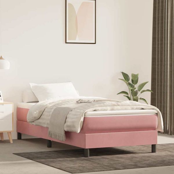 vidaXL Matrac s taštičkovými pružinami stredná tvrdosť ružový 90x210x20 cm zamat