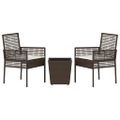 vidaXL Záhradný bistro set 3 ks Hnedá polyratan