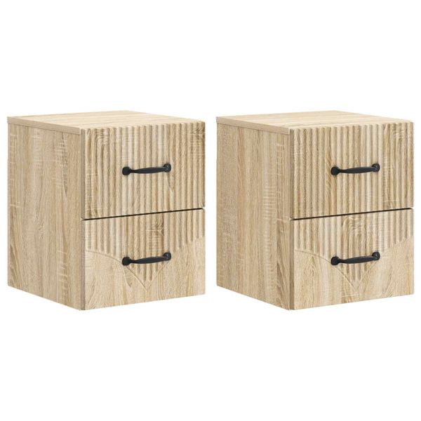vidaXL Nástenná nočná skrinka 2 pcs Dub sonoma 34,5 x 33 x 40 cm