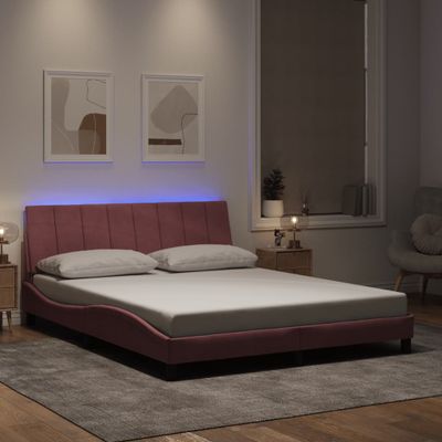 vidaXL Rám postele s LED bez matraca Hankoružový 160x200 cm zamat