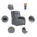 vidaXL Masážne kreslo s polohovacím mechanizmom, sivé, umelá koža