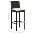 vidaXL 3-dielna záhradná barová súprava s podložkami čierna